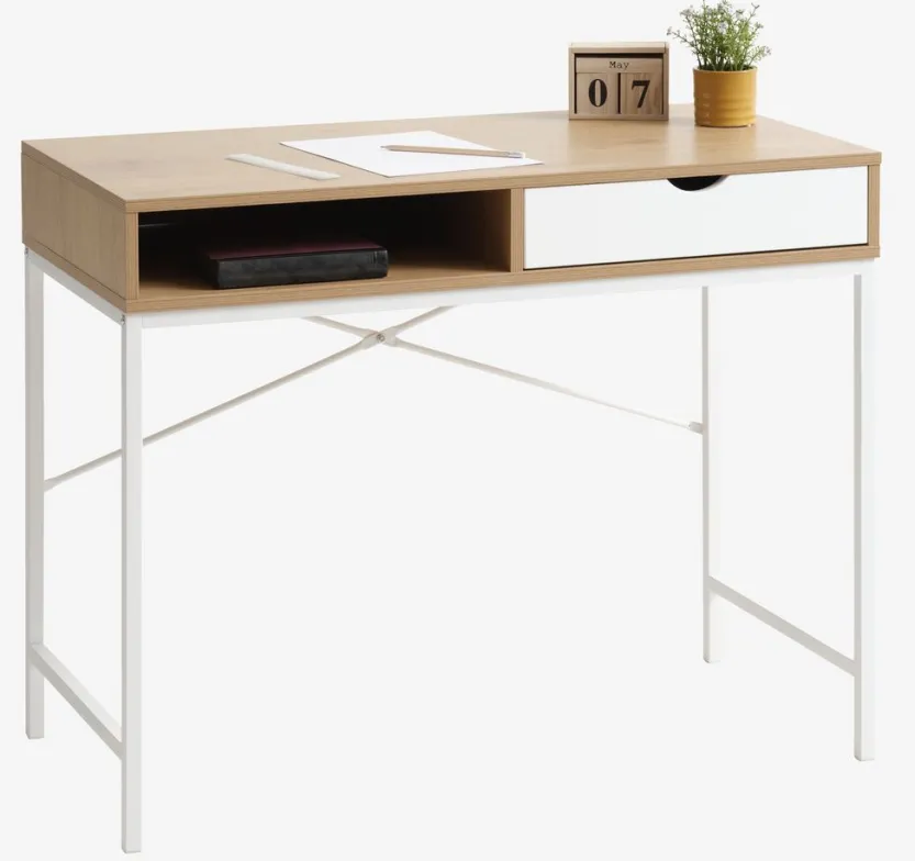 Bureau TRAPPEDAL 48x95 1 lade eiken kleur/wit