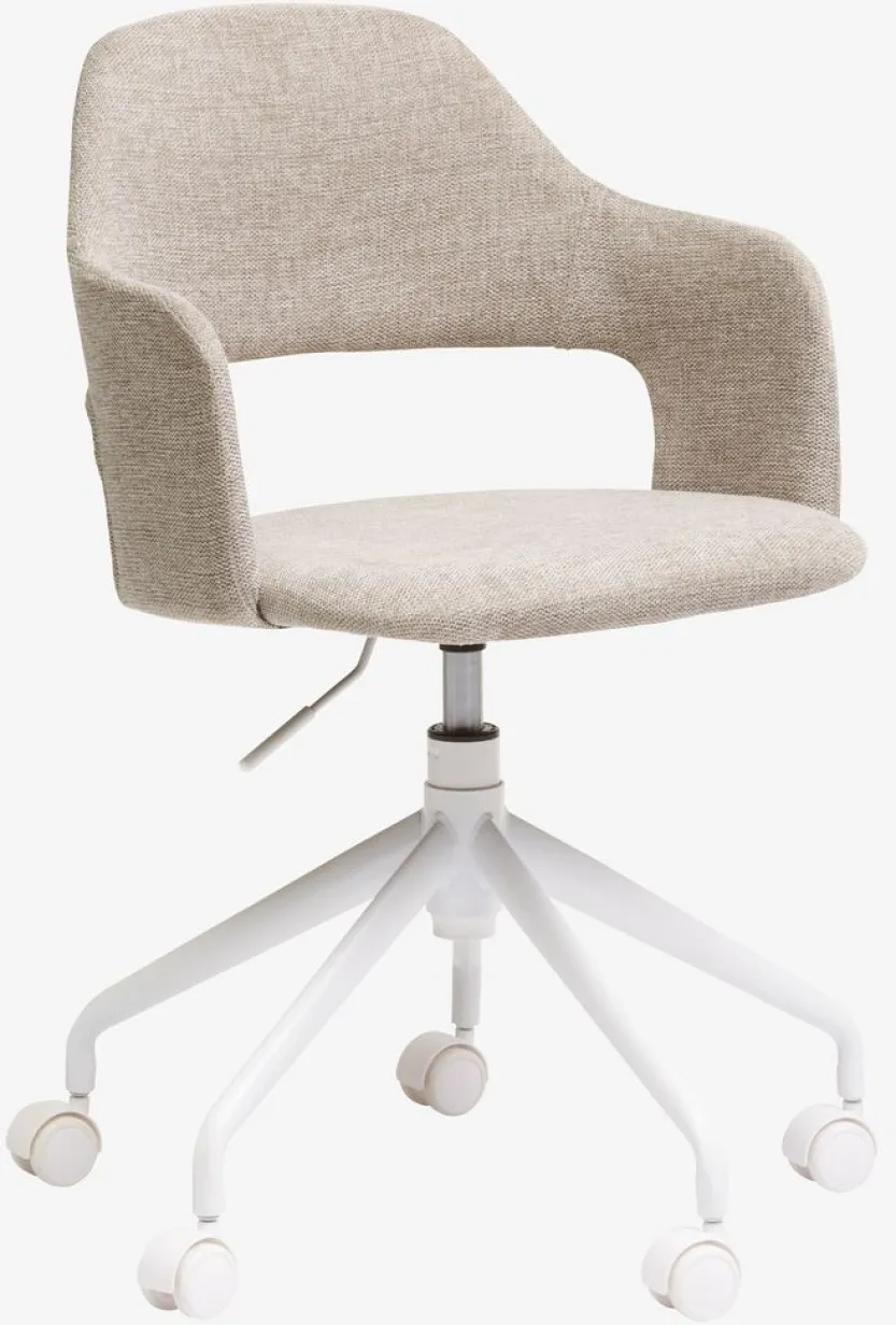 Bureaustoel REERSLEV zandkleurige stof/wit