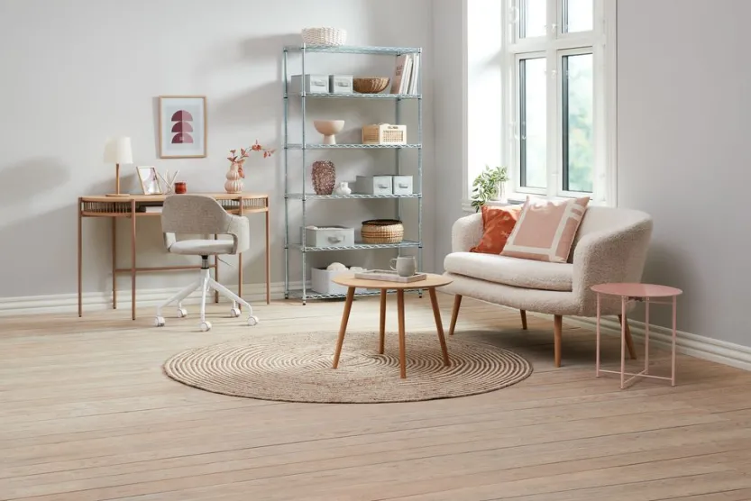 Bureaustoel REERSLEV zandkleurige stof/wit