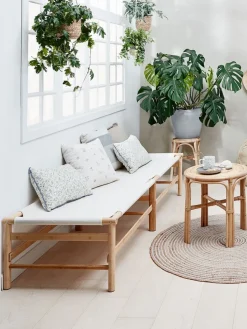 Daybed FRYDENDAL 196x72 beige stof/bamboe