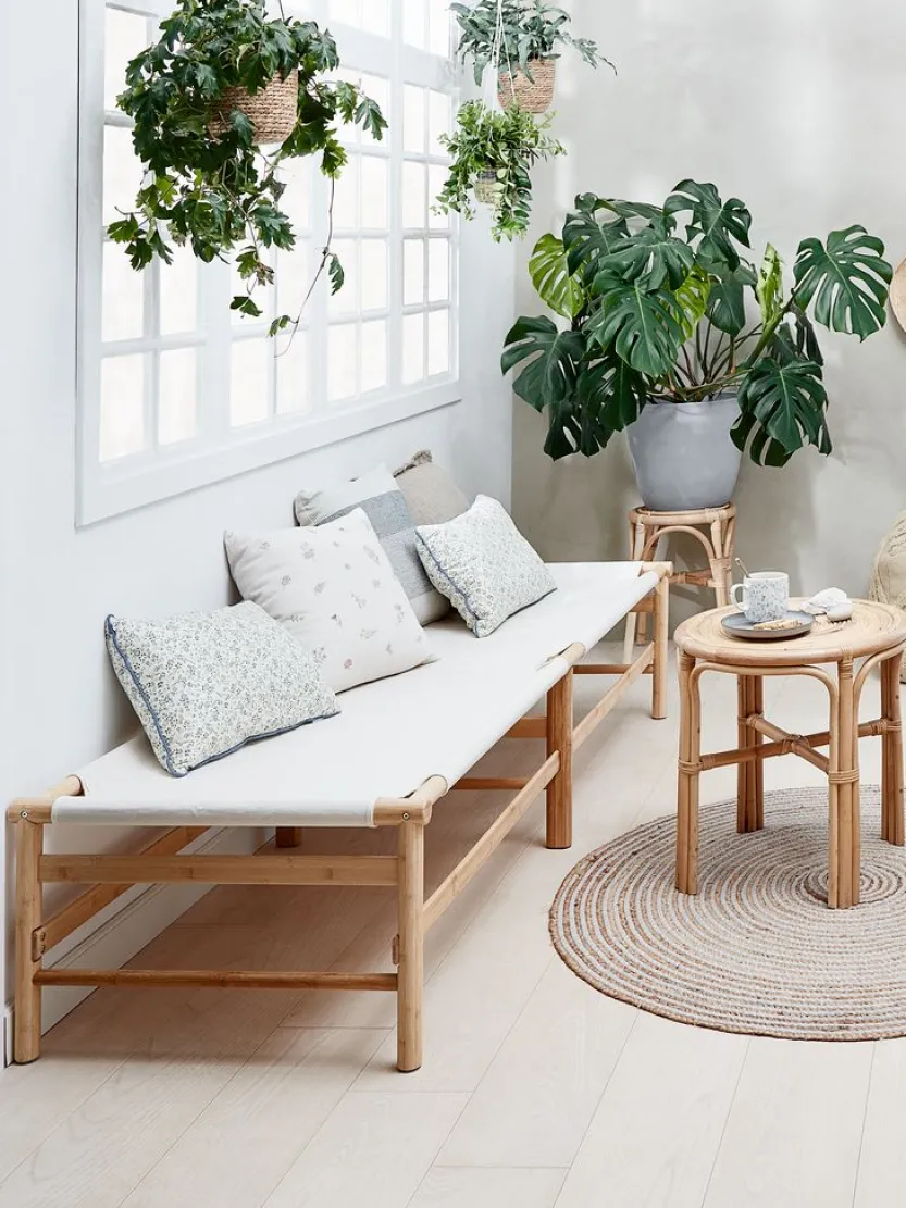 Daybed FRYDENDAL 196x72 beige stof/bamboe