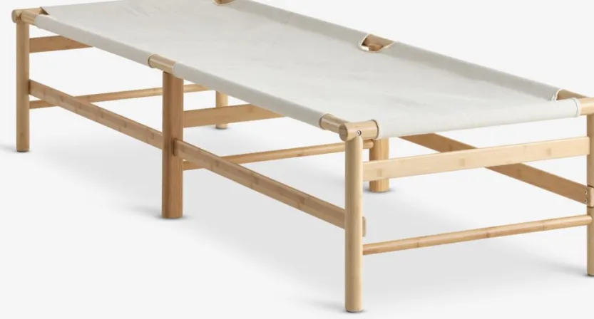 Daybed FRYDENDAL 196x72 beige stof/bamboe