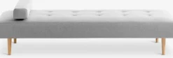 Daybed NOREFJELL 80x200 cm lichtgrijze stof/eiken kleur