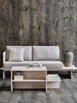 Daybed SOLLERUP 204x78 lichtgrijze stof/massief grenen