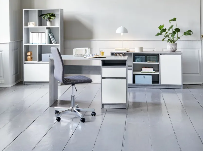 Dressoir BILLUND 2 deuren wit/beton