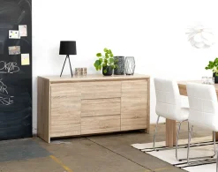 Dressoir HASLUND 2 deuren 3 lades eiken