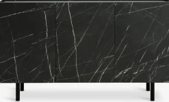 Dressoir KRONDAL 3 deuren zwart/marmer kleur