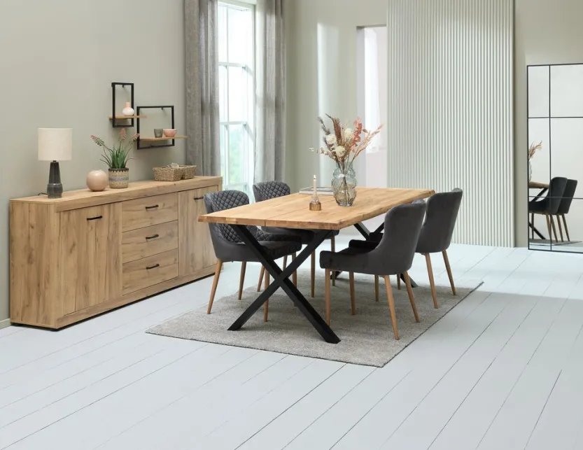 Dressoir LINTRUP 2 deuren 3 lades eiken kleur