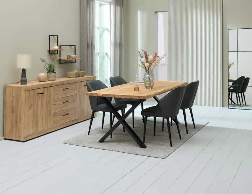 Dressoir LINTRUP 2 deuren 3 lades eiken kleur