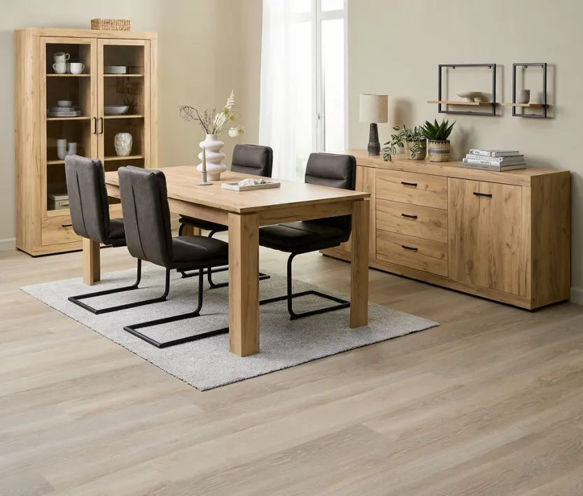 Dressoir LINTRUP 2 deuren 3 lades eiken kleur