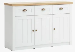 Dressoir MARKSKEL 3 deuren wit/eiken kleur