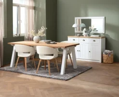 Dressoir MARKSKEL 3 deuren wit/eiken kleur