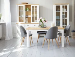 Dressoir MARKSKEL 3 deuren wit/eiken kleur