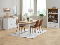 Dressoir MARKSKEL 3 deuren wit/eiken kleur