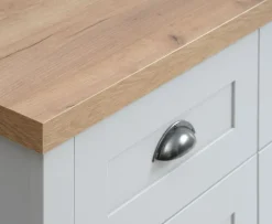 Dressoir MARKSKEL 3 deuren lichgrijs/eiken kleur