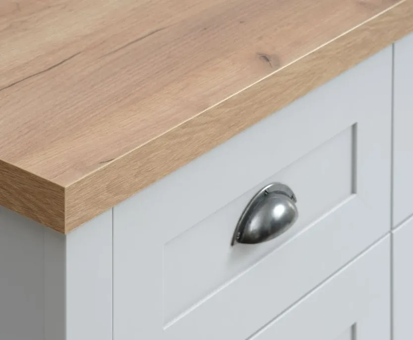 Dressoir MARKSKEL 3 deuren lichgrijs/eiken kleur