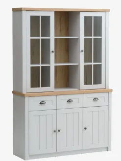 Dressoir MARKSKEL 3 deuren lichgrijs/eiken kleur