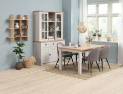 Dressoir MARKSKEL 3 deuren lichgrijs/eiken kleur