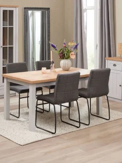 Dressoir MARKSKEL 3 deuren lichgrijs/eiken kleur