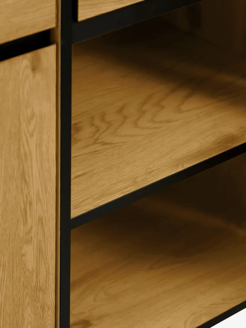 Dressoir ODENSE 3 deuren 3 lades eiken/zwart