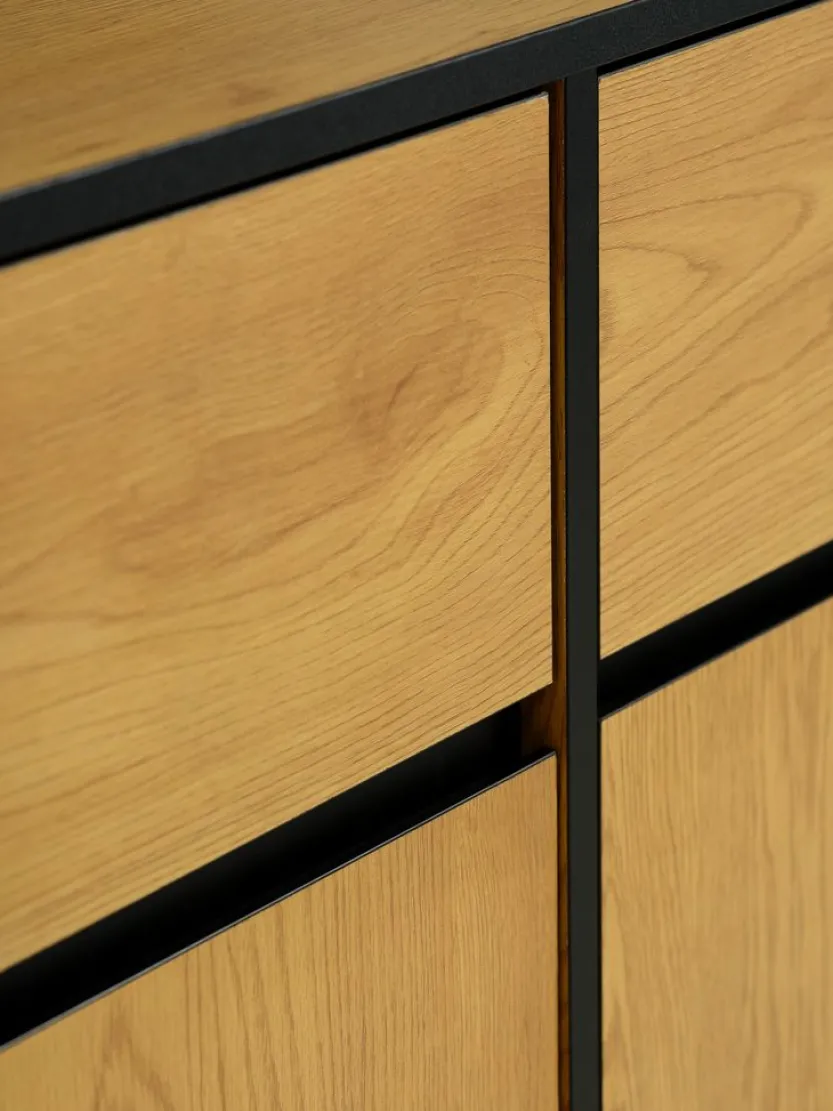 Dressoir ODENSE 3 deuren 3 lades eiken/zwart