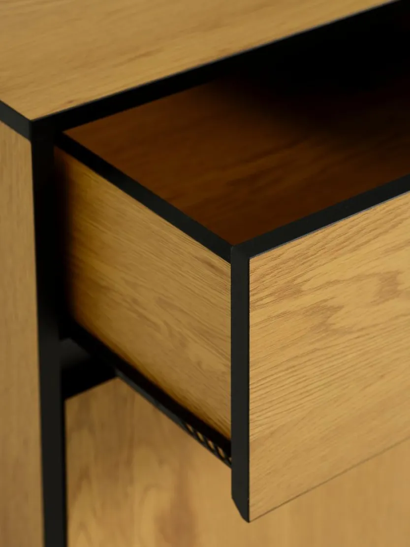 Dressoir ODENSE 3 deuren 3 lades eiken/zwart