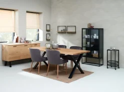 Dressoir SANDBY 2 deuren 3 lades naturel eiken/zwart