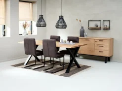 Dressoir SANDBY 2 deuren 3 lades naturel eiken/zwart