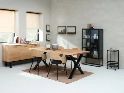 Dressoir SANDBY 2 deuren 3 lades naturel eiken/zwart