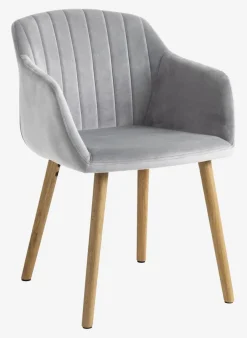 Eetkamerstoel ADSLEV fluweel grijs/naturel