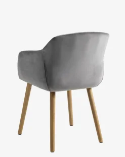 Eetkamerstoel ADSLEV fluweel grijs/naturel