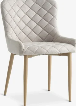 Eetkamerstoel BELLINGE zandkleurige stof/eiken kleur