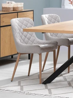 Eetkamerstoel BELLINGE zandkleurige stof/eiken kleur