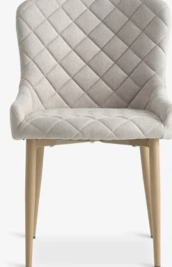 Eetkamerstoel BELLINGE zandkleurige stof/eiken kleur