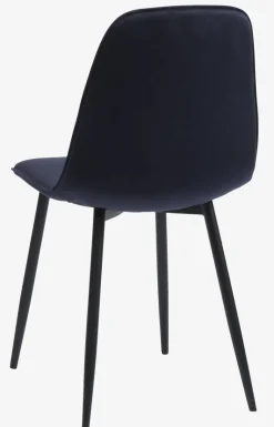 Eetkamerstoel BISTRUP fluweel donkerblauw/zwart