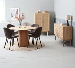 Eetkamerstoel GEVNINGE donkerbruine stof/zwart