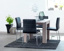 Eetkamerstoel HAMMEL zwart kunstleer/chroom