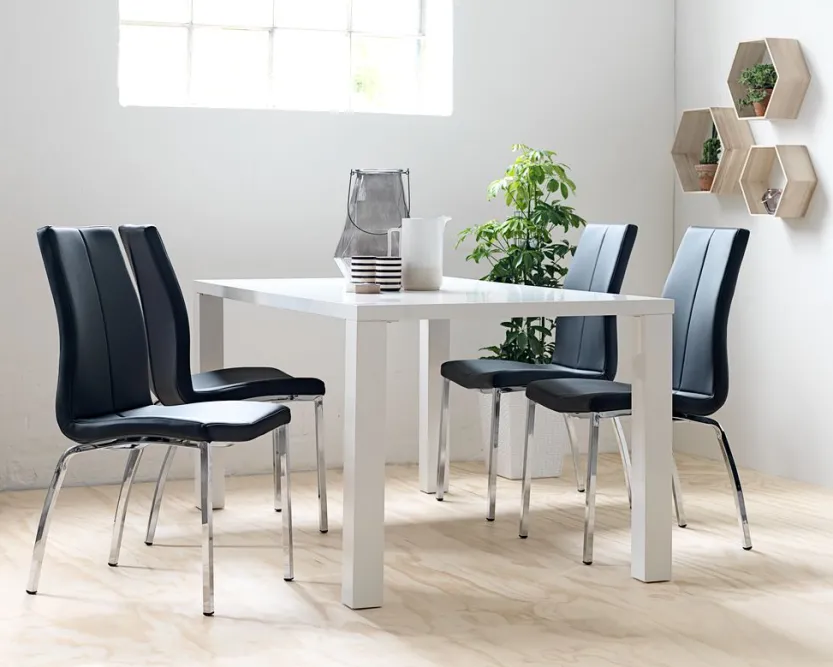 Eetkamerstoel HAVNDAL zwart kunstleer/chroom