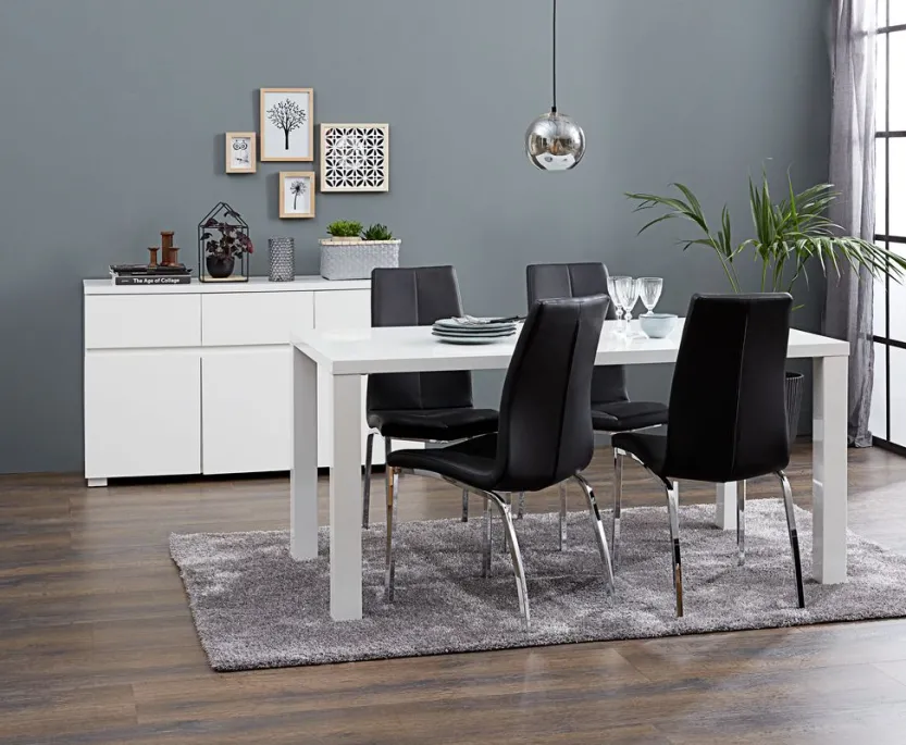 Eetkamerstoel HAVNDAL zwart kunstleer/chroom