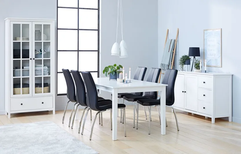 Eetkamerstoel HAVNDAL zwart kunstleer/chroom