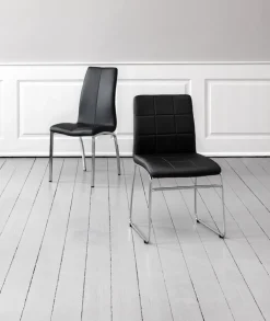Eetkamerstoel HAVNDAL zwart kunstleer/chroom