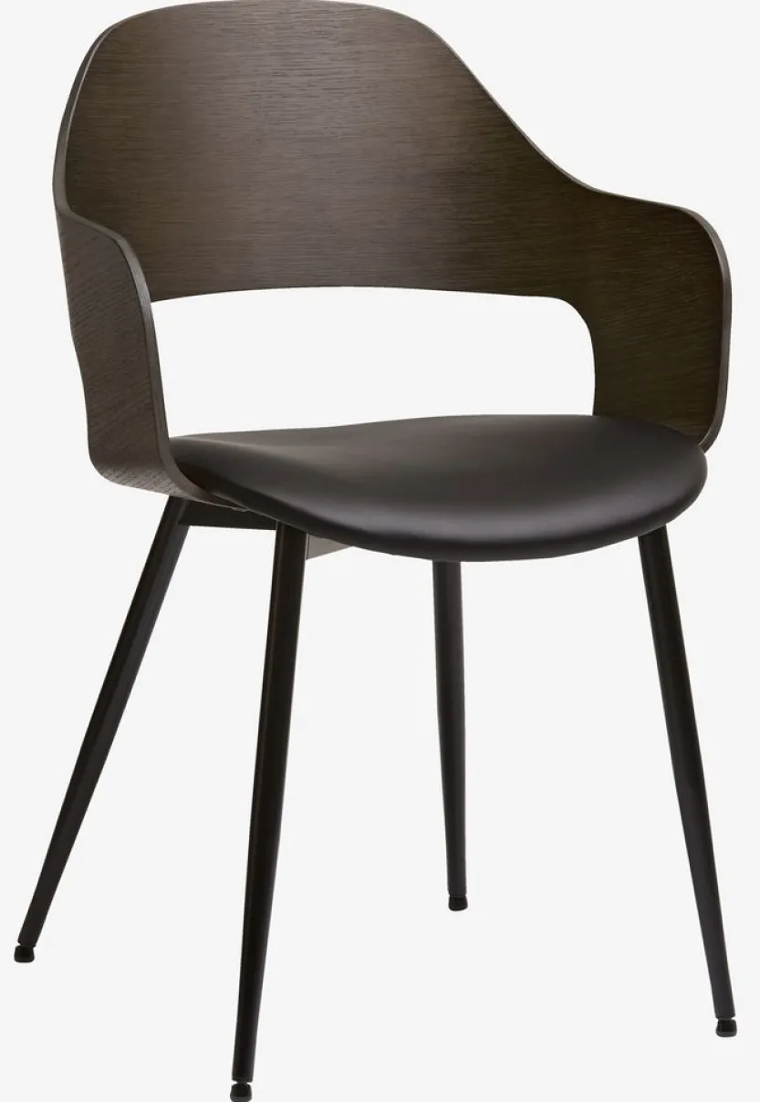 Eetkamerstoel HVIDOVRE donker eiken/zwarte stof