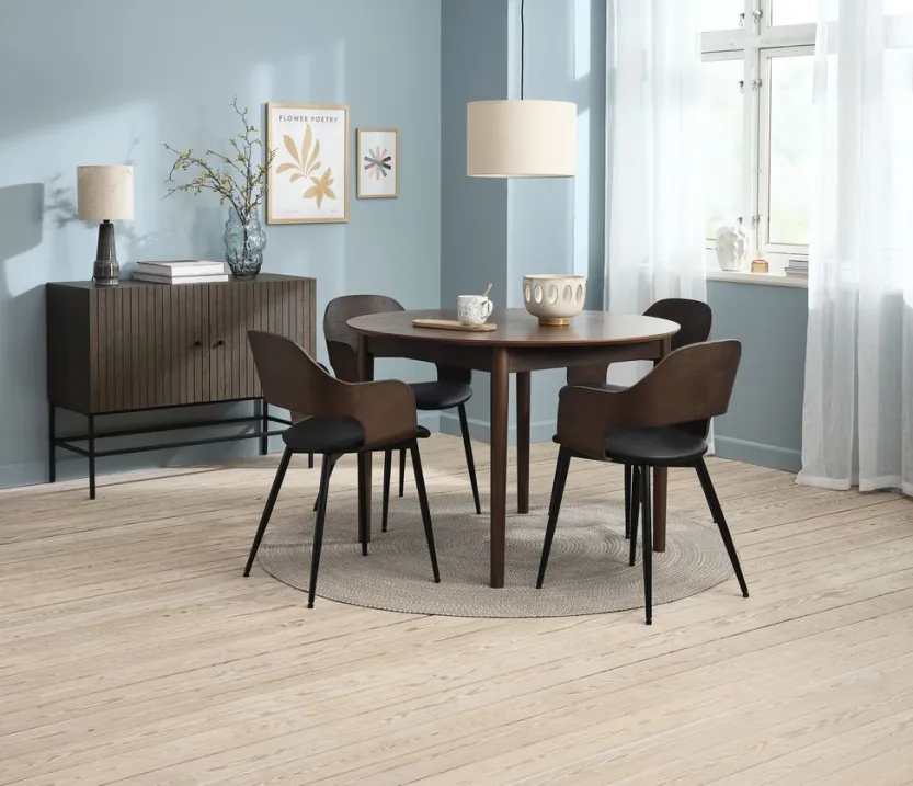 Eetkamerstoel HVIDOVRE donker eiken/zwarte stof