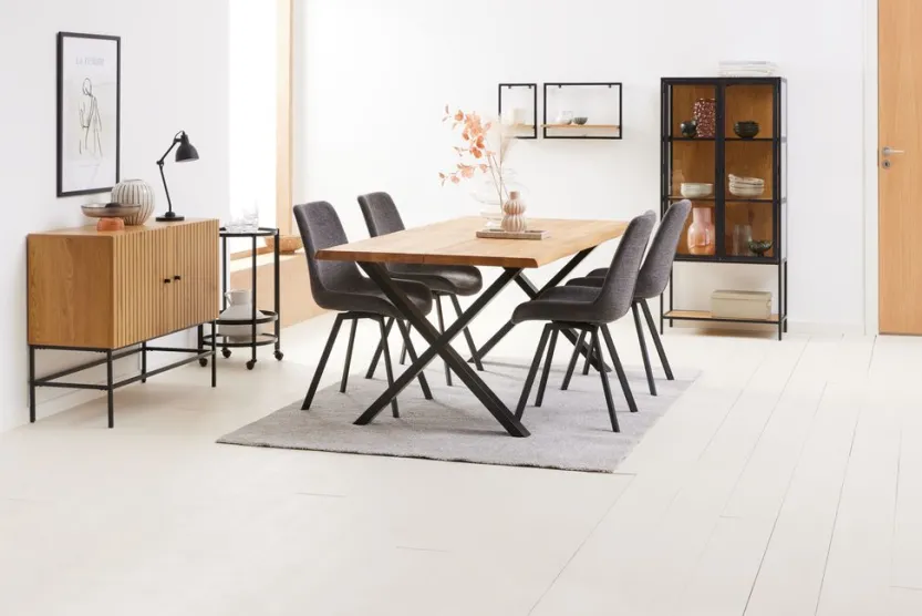 Eetkamerstoel HYGUM draai grijs/zwart