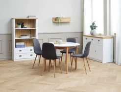 Eetkamerstoel JONSTRUP asfalt stof/eiken kleur