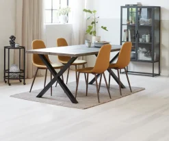 Eetkamerstoel JONSTRUP curry stof/donker eiken kleur