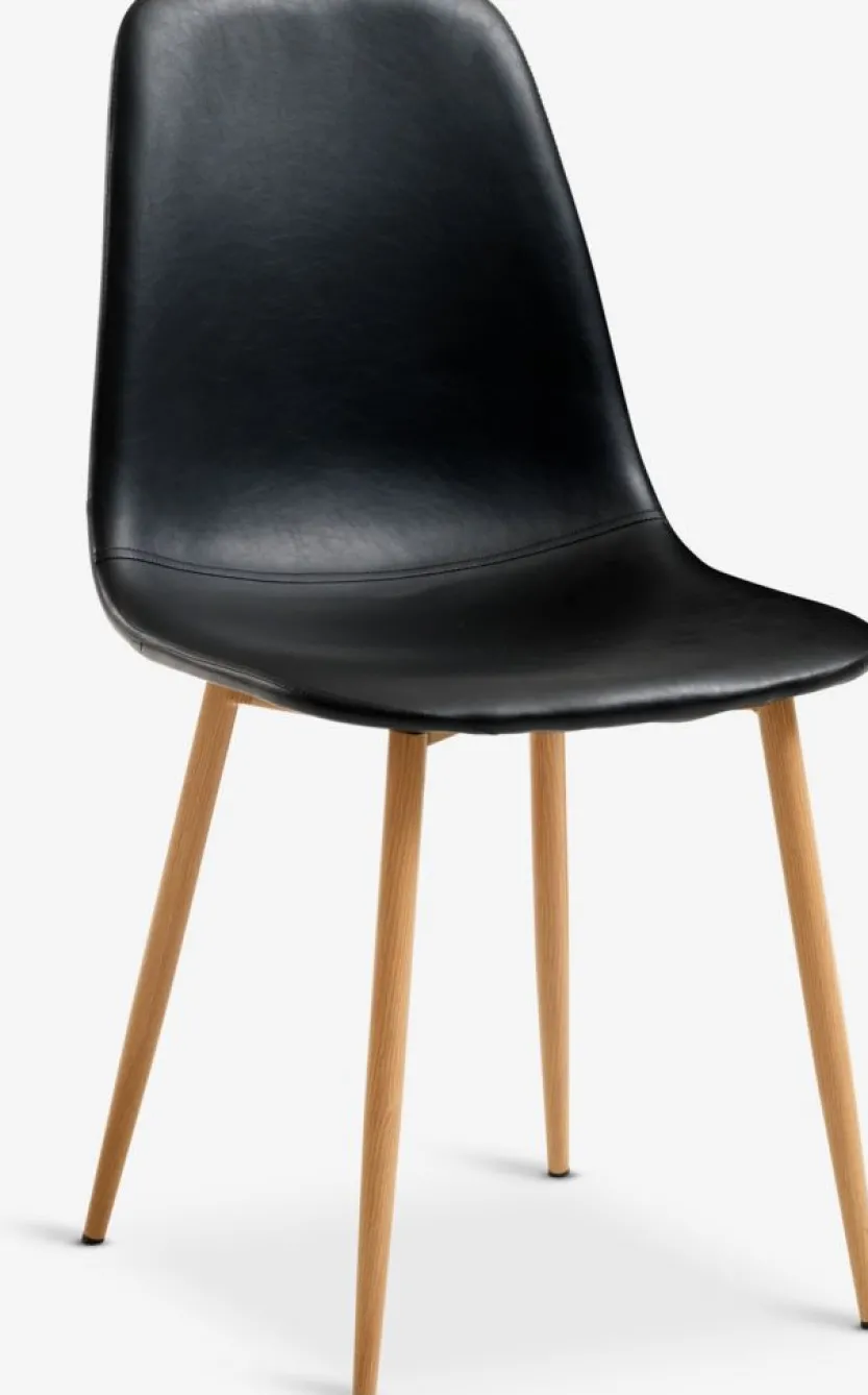 Eetkamerstoel JONSTRUP zwart kunstleer/eiken