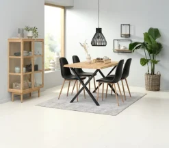 Eetkamerstoel JONSTRUP zwart kunstleer/eiken