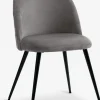 Eetkamerstoel KOKKEDAL fluweel grijs/zwart