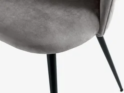 Eetkamerstoel KOKKEDAL fluweel grijs/zwart